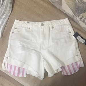 Habitual White Shorts with Pink Stripes